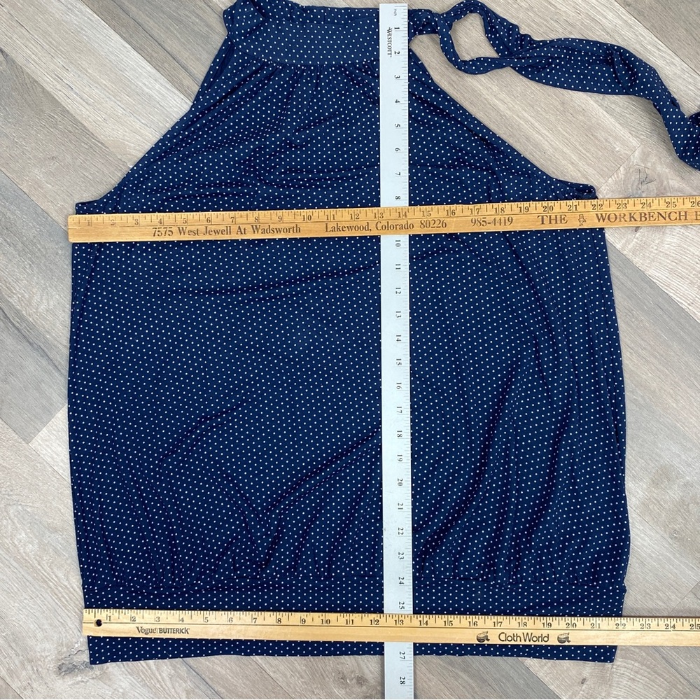 Uniform John Paul Richard Polka Dot Tie Neck Halter Top Shirt Blue White XL - Picture 11 of 11